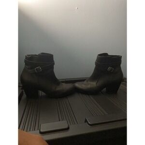 A2 by Aerosoles  Square Toe Brown Size 10 Black Heel Side Zip Ankle Boots